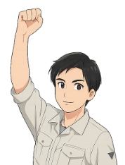 ポジティブなジェスチャーをする若い男性のイラスト