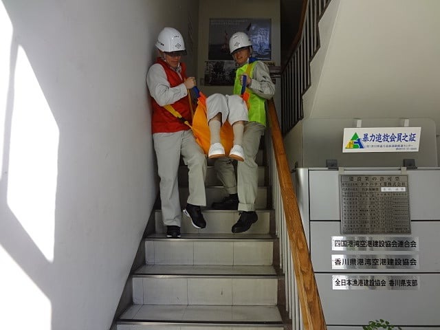 香川県シェイクアウト及びタチバナ工業㈱防災訓練①